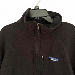 Men's Patagonia black fleece jacket full zip L LARGE knit